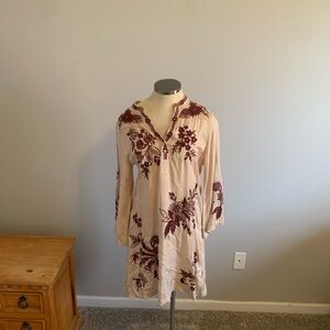 NWT JOHNNY WAS EMBROIDERED WESTERN PIPED SLIP DRESS. Retail $340.00